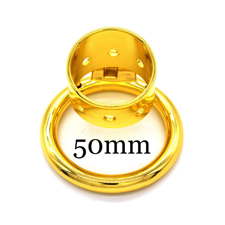 Stainless Steel Gold-plated Straight Eight-hole Chastity Lock 6