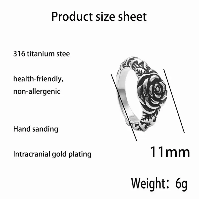 European And American Titanium Steel Flower Ring Retro