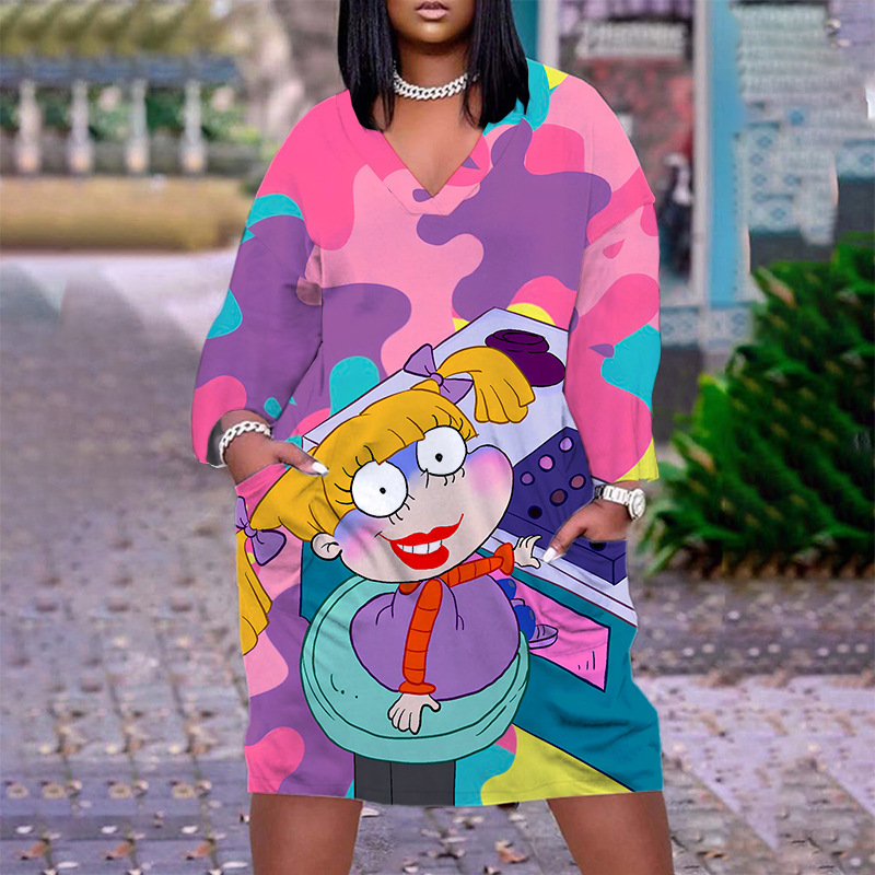 Temperament Commute Mid skirt Pullover V neck Dress Lqrev41M232311T - Shop at LoveMi