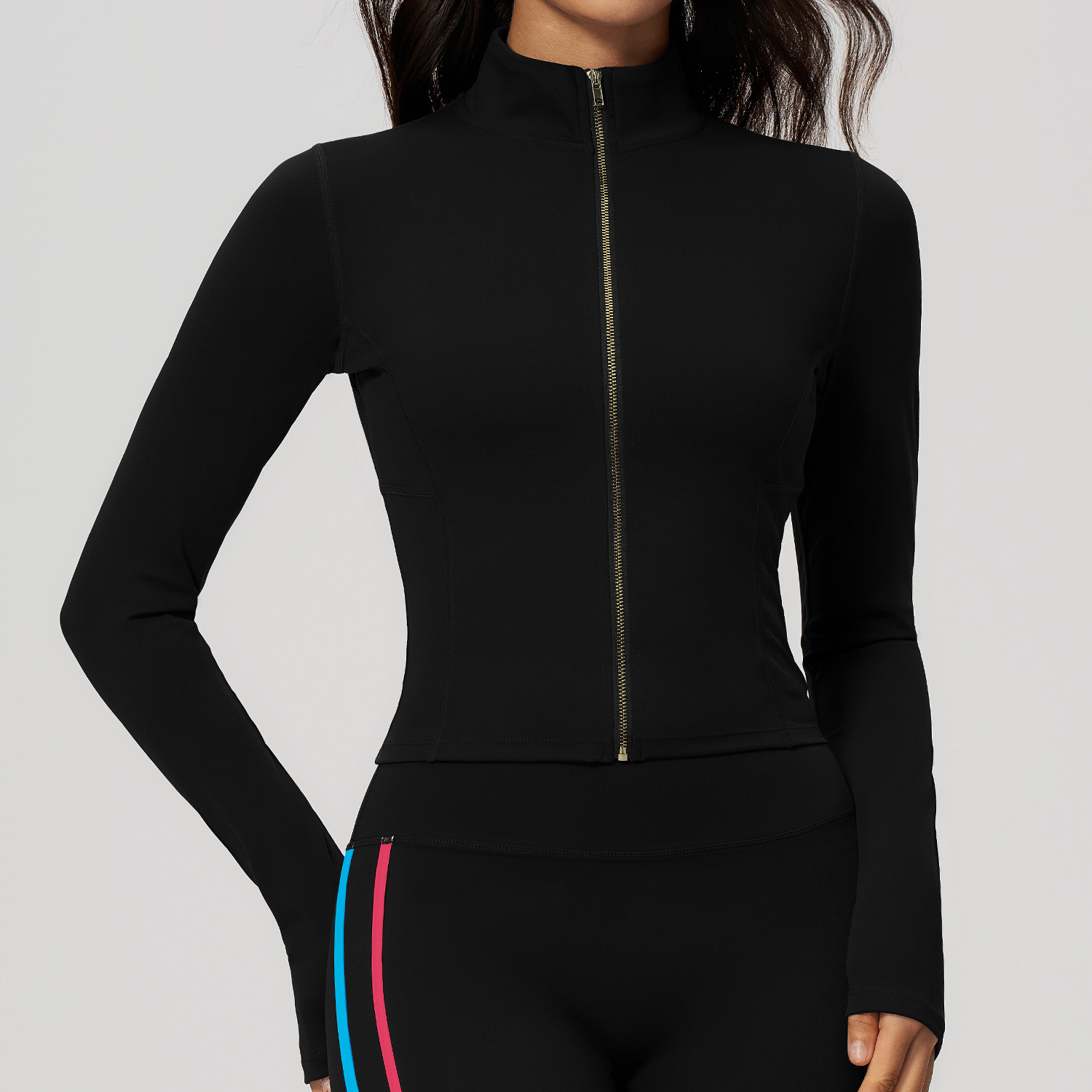 Yoga Jacket Waist Cinching Long Sleeve Cycling Jersey Outdoor Sports And Fitness Jackettop — 1