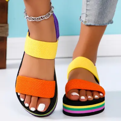 Women's Non-slip Wear-resistant Comfortable Soft Bottom Color Flat Sandals