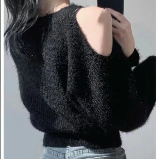 White Mink Velvet Off shoulder Halter Top Black - Shop at LoveMi