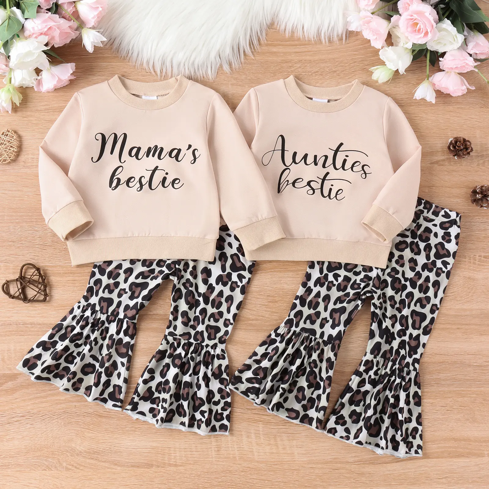 Parent-child Clothes Suit Girls' Sweater Top Leopard