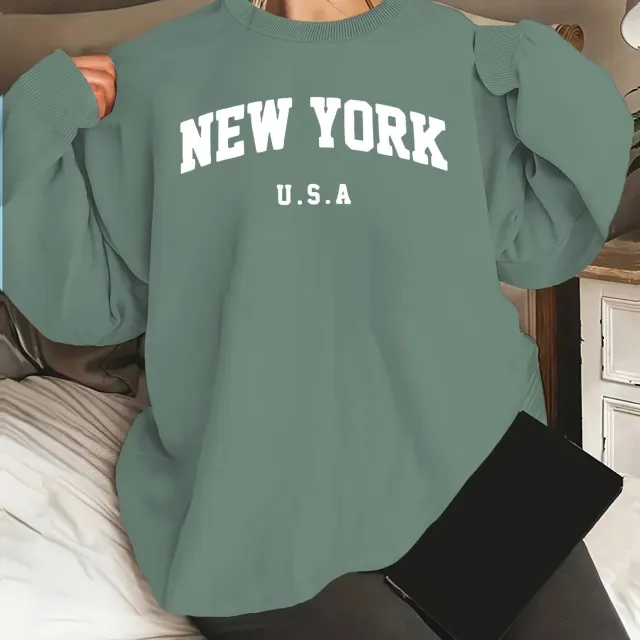Hooded Sweatshirt Casual Long Sleeve Round Neck Women Olive - Shop at LoveMi