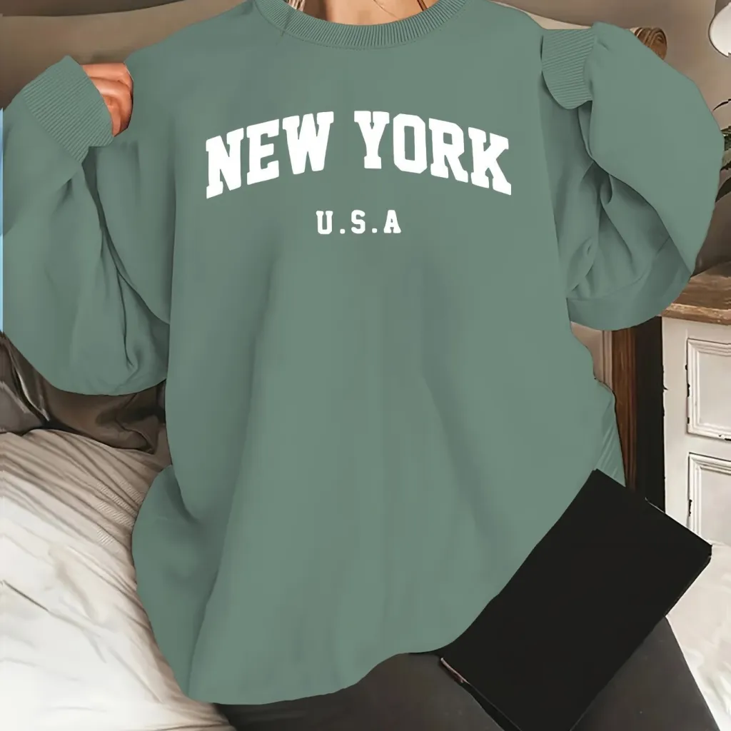 Hooded Sweatshirt Casual Long Sleeve Round Neck Women - Olive