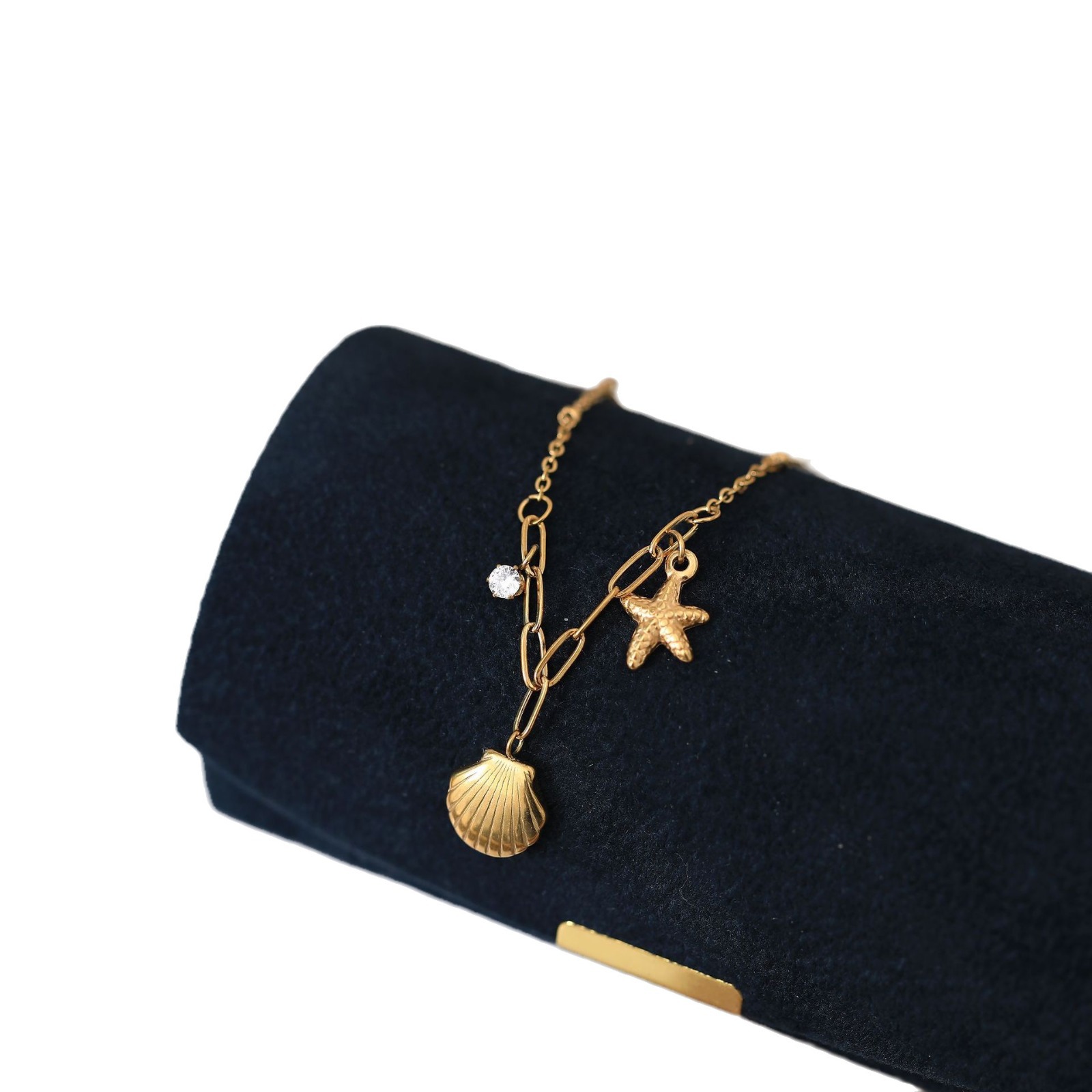 Stainless Steel Marine Shell Starfish Pearl Necklace