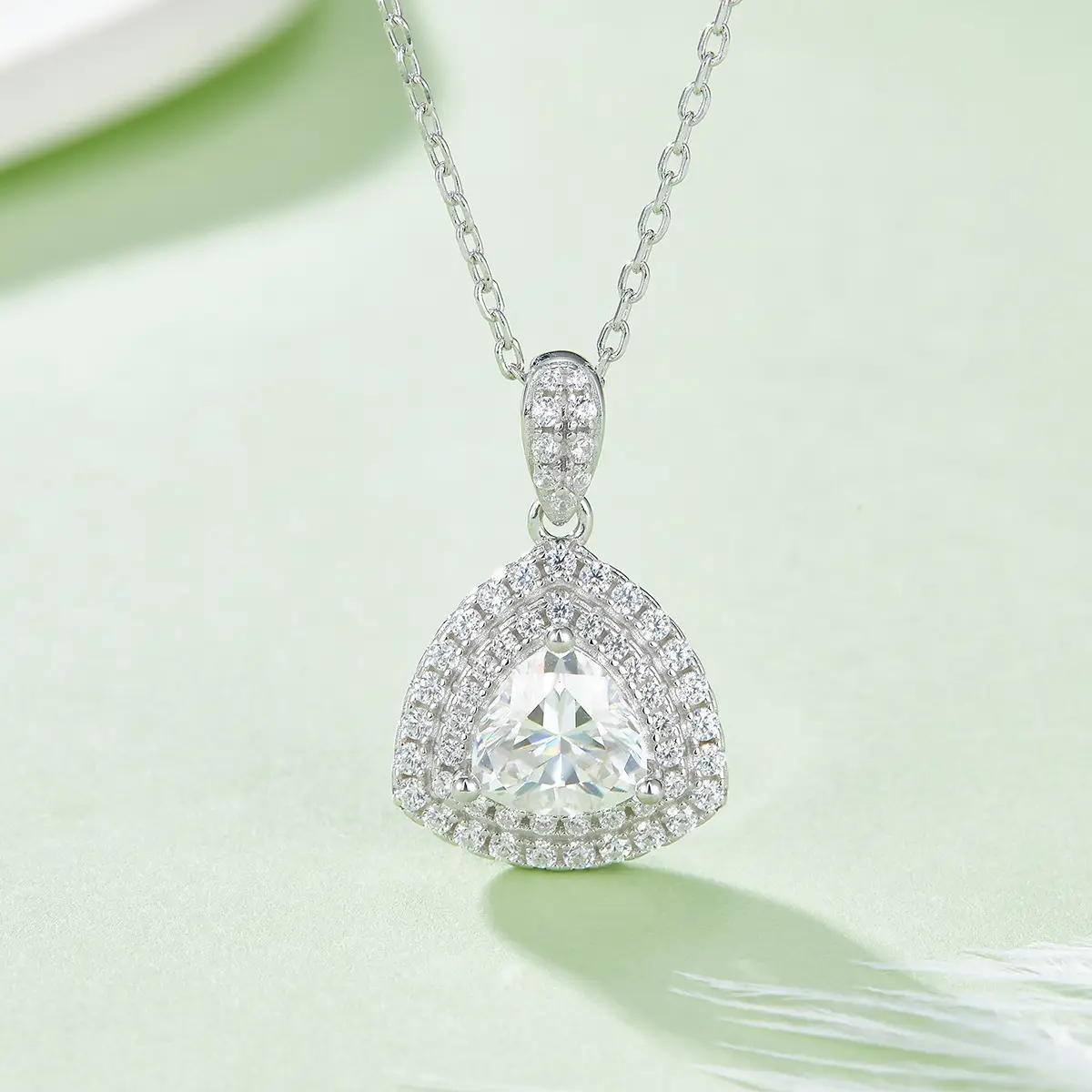 1 Karat Moissanite Special-shaped Rings Ear Studs Necklace Three-piece Set
