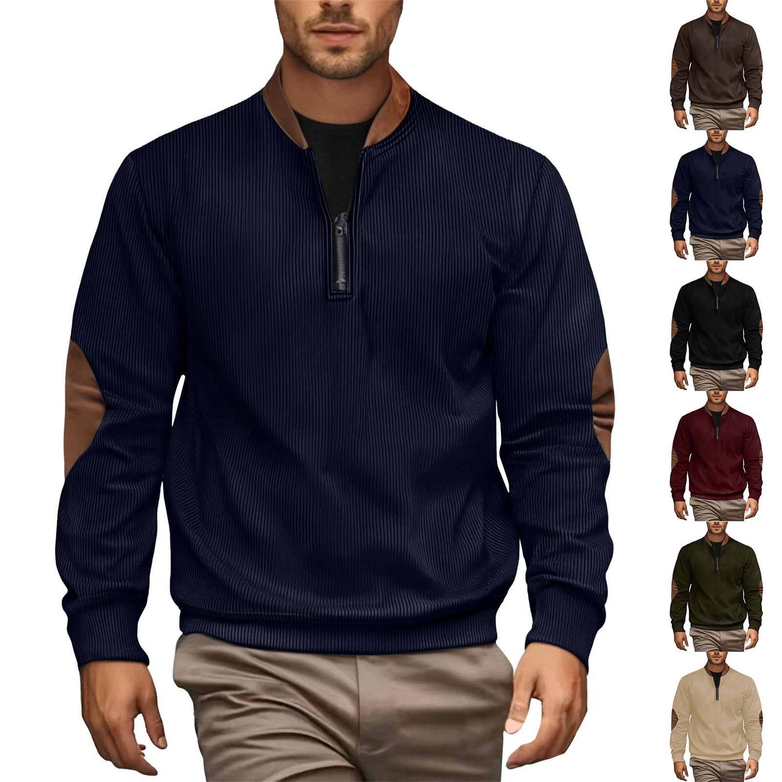 Men's Casual Jacket Pullover Zip-up Shirt