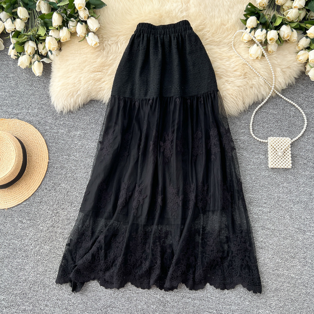 Women's Lace-Patchwork A-Line Skirt Image 1