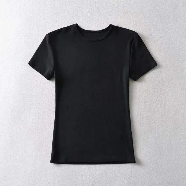 Women's Solid Color Round Neck Pullover Short Sleeve T shirt Black - Shop at LoveMi