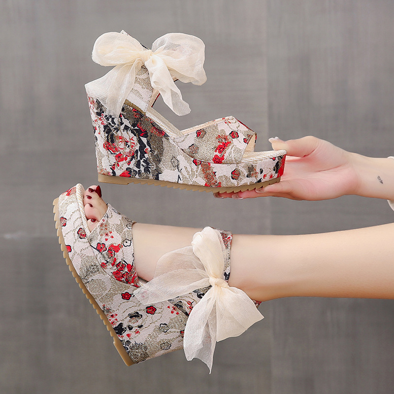 Women's Fashion Plus-Size Printed Lace Sandals