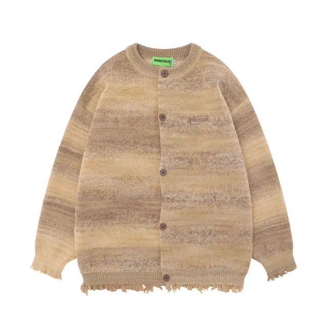 American Retro Color Blooming Gradient Cardigan Sweater Brown - Shop at LoveMi