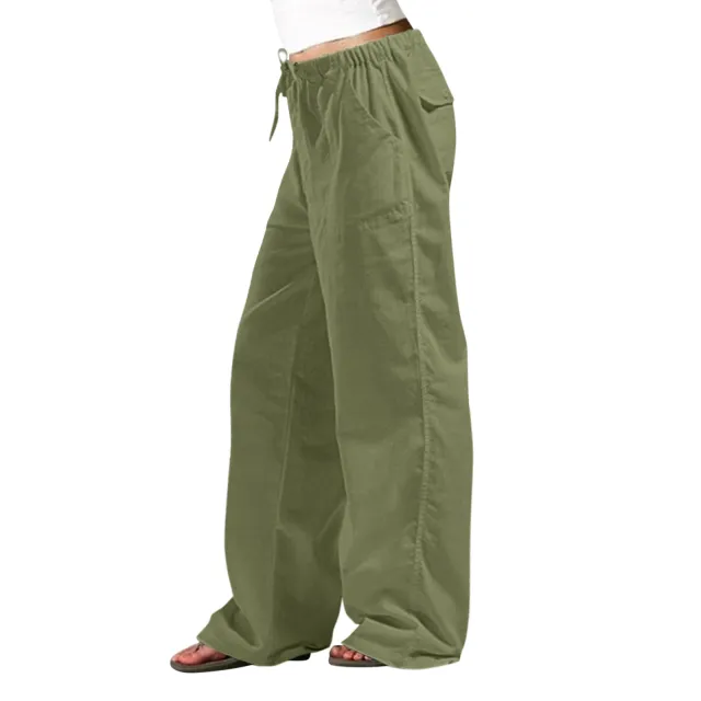 Elastic Waist Pocket Straight leg Trousers Army Green - Shop at LoveMi
