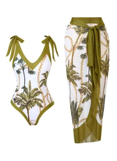 Elegant, Modest Bikini Skirt That Covers The Tummy And Creates A Slimming Silhouette - Green - View 1