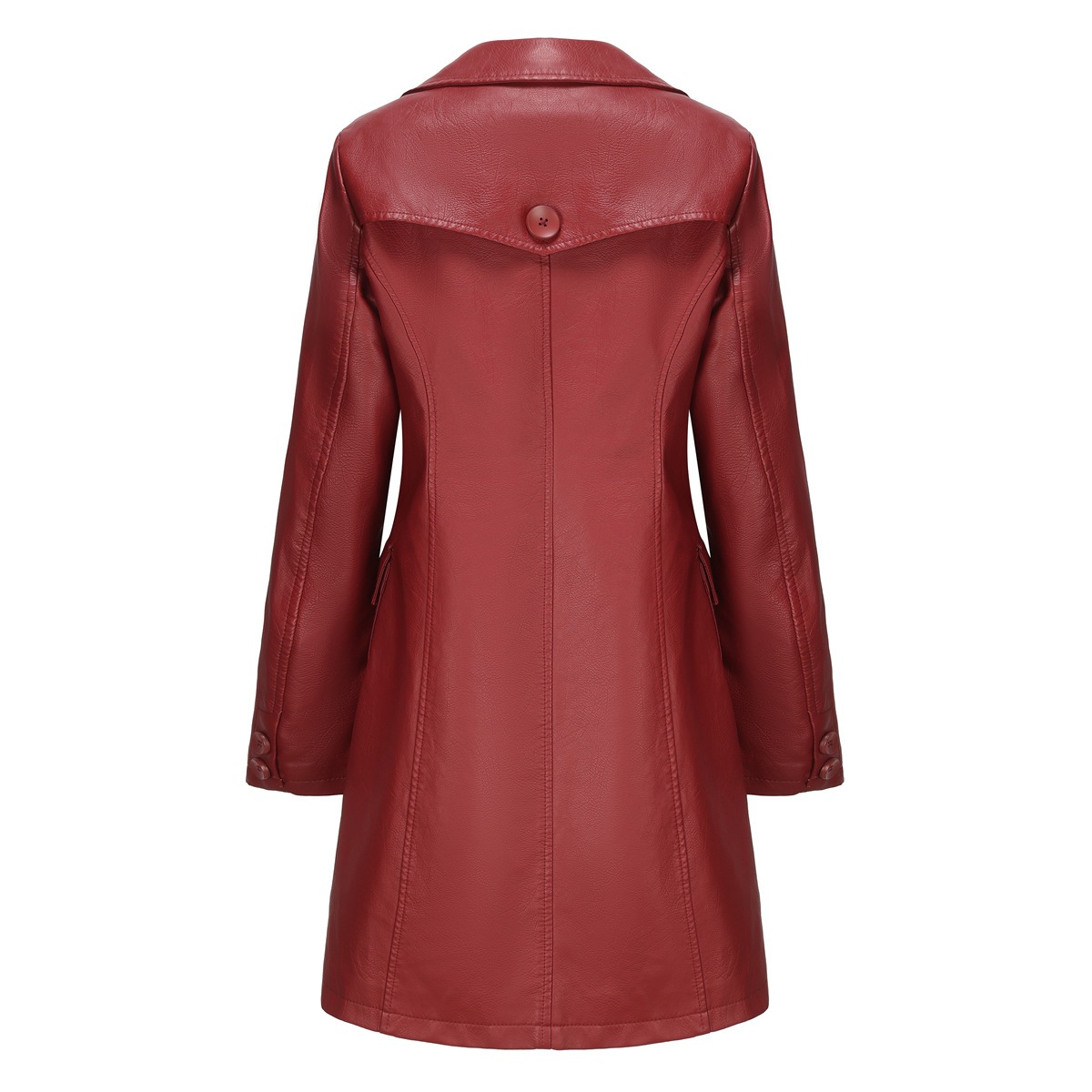 Women’s Long Leather Trench Coat – Fashion Outerwear