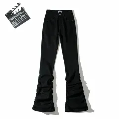 Women's Skinny Mop Pants Denim Trousers - Black - View 1