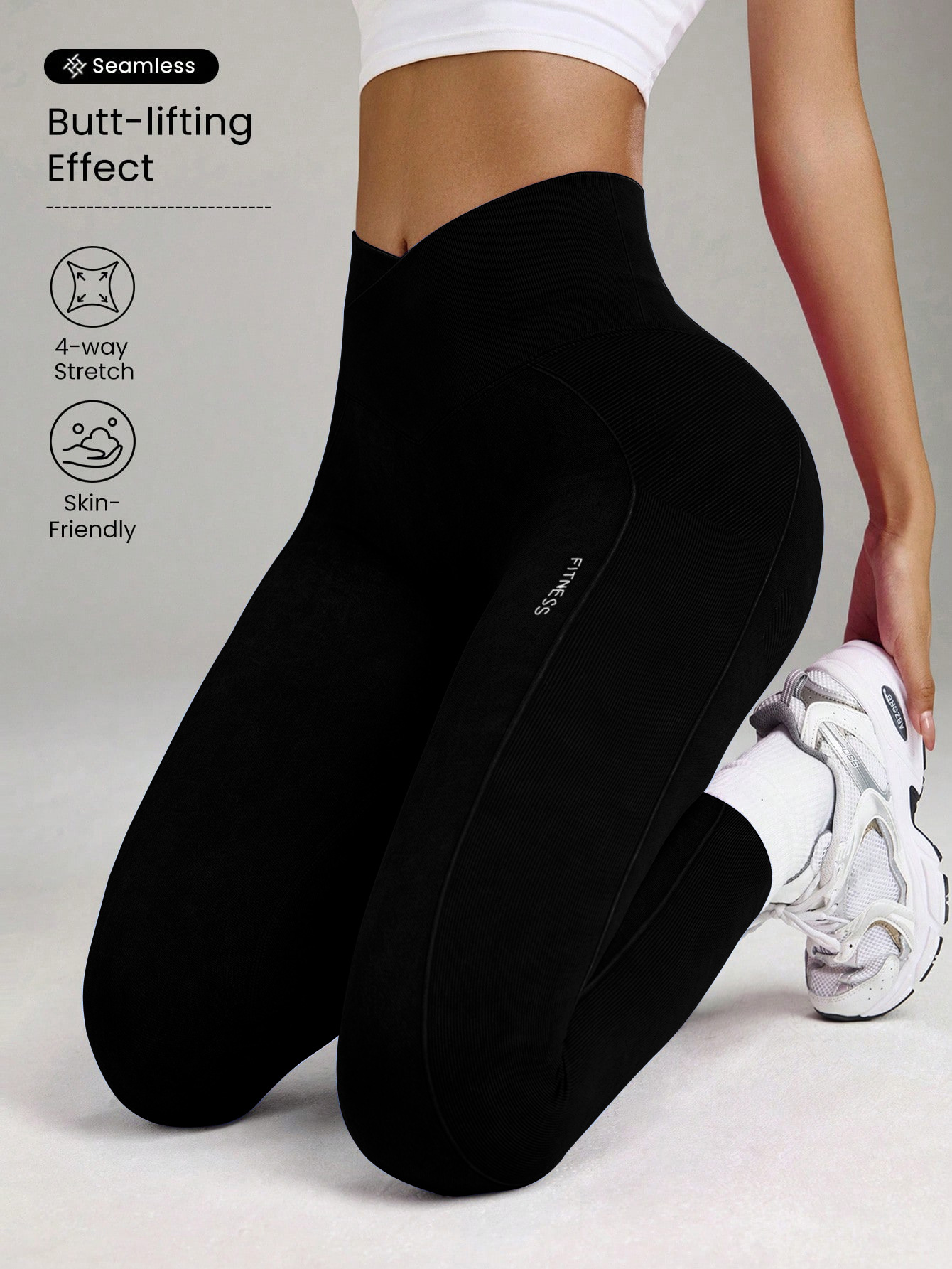 Seamless Sand-Washed High-Waisted Butt-Lifting Tight Yoga Pants S Black