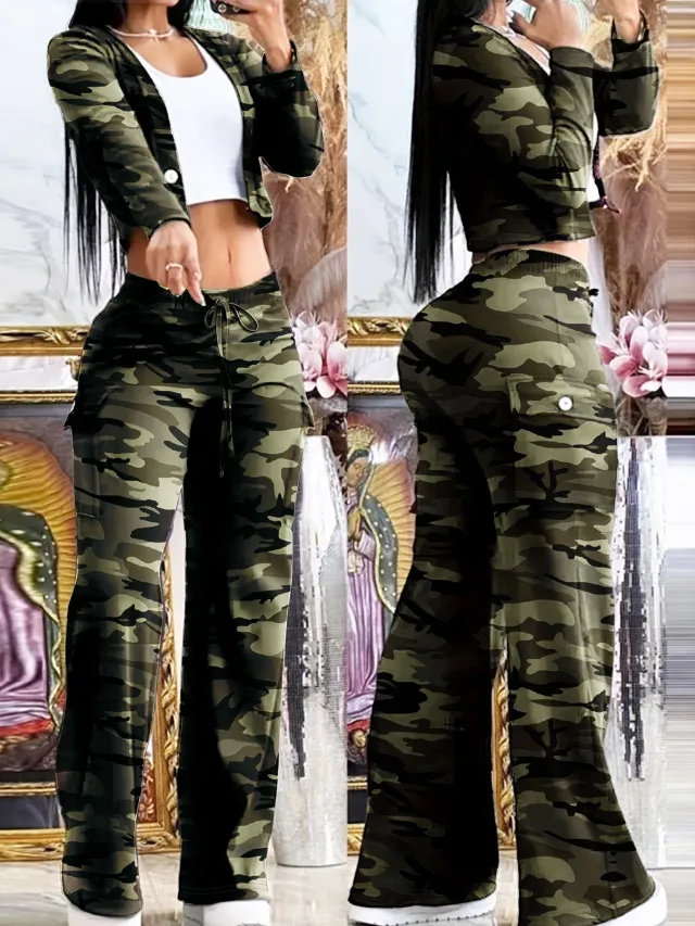 New Fashion Wide leg Pants And Top Set Green - Shop at LoveMi