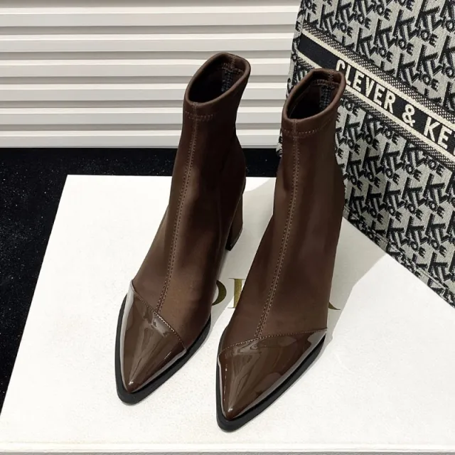 Womens Plus Size Pointed Toe Ankle Boots Brown - Shop at LoveMi