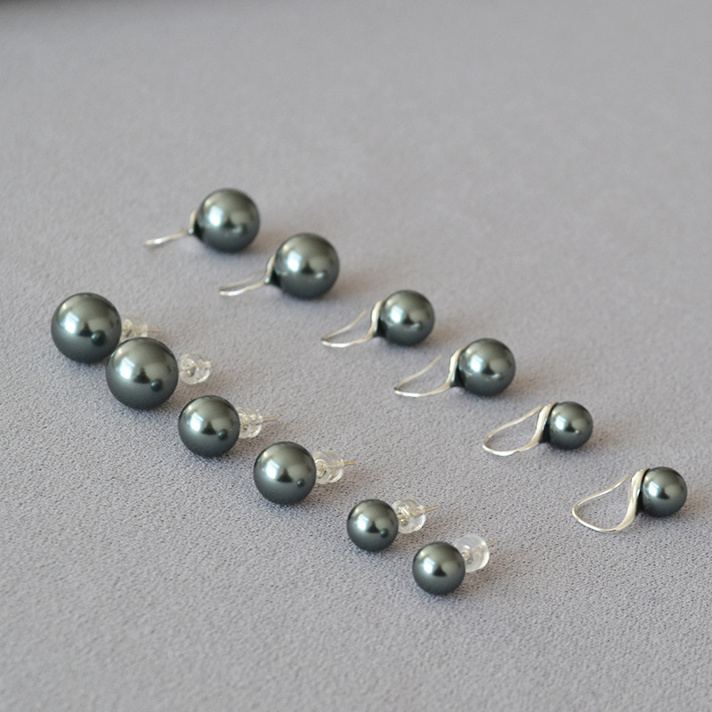 Special-interest Artistic Retro Perfect Circle Bright Bulb Pearl 925 Silver Pin Earrings