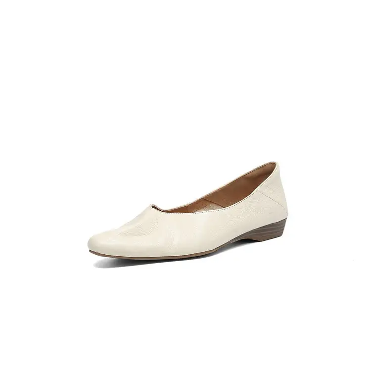 Womens Comfortable Flat Low-cut Leather Shoes