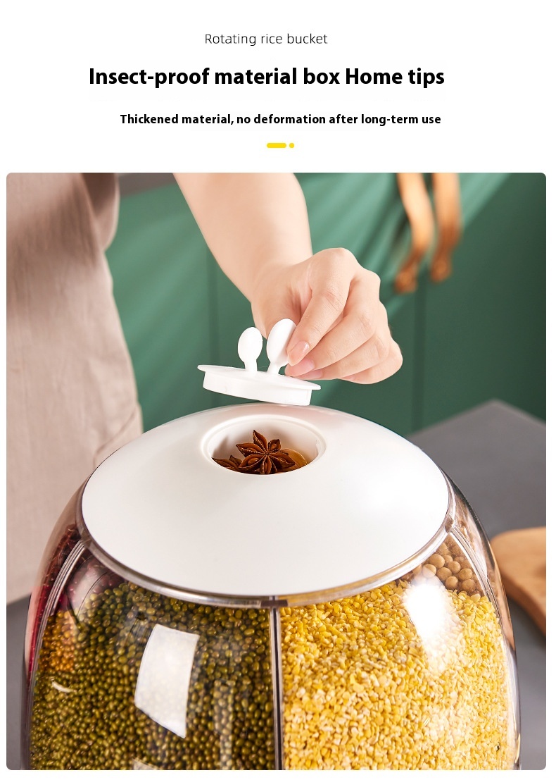 Plastic Rotatable Compartment Household Sealed Multi-grain Rice Bucket Box