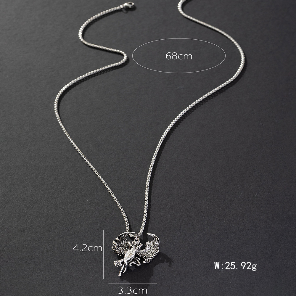 Alloy Pendant Stainless Steel Sweater Chain Necklace