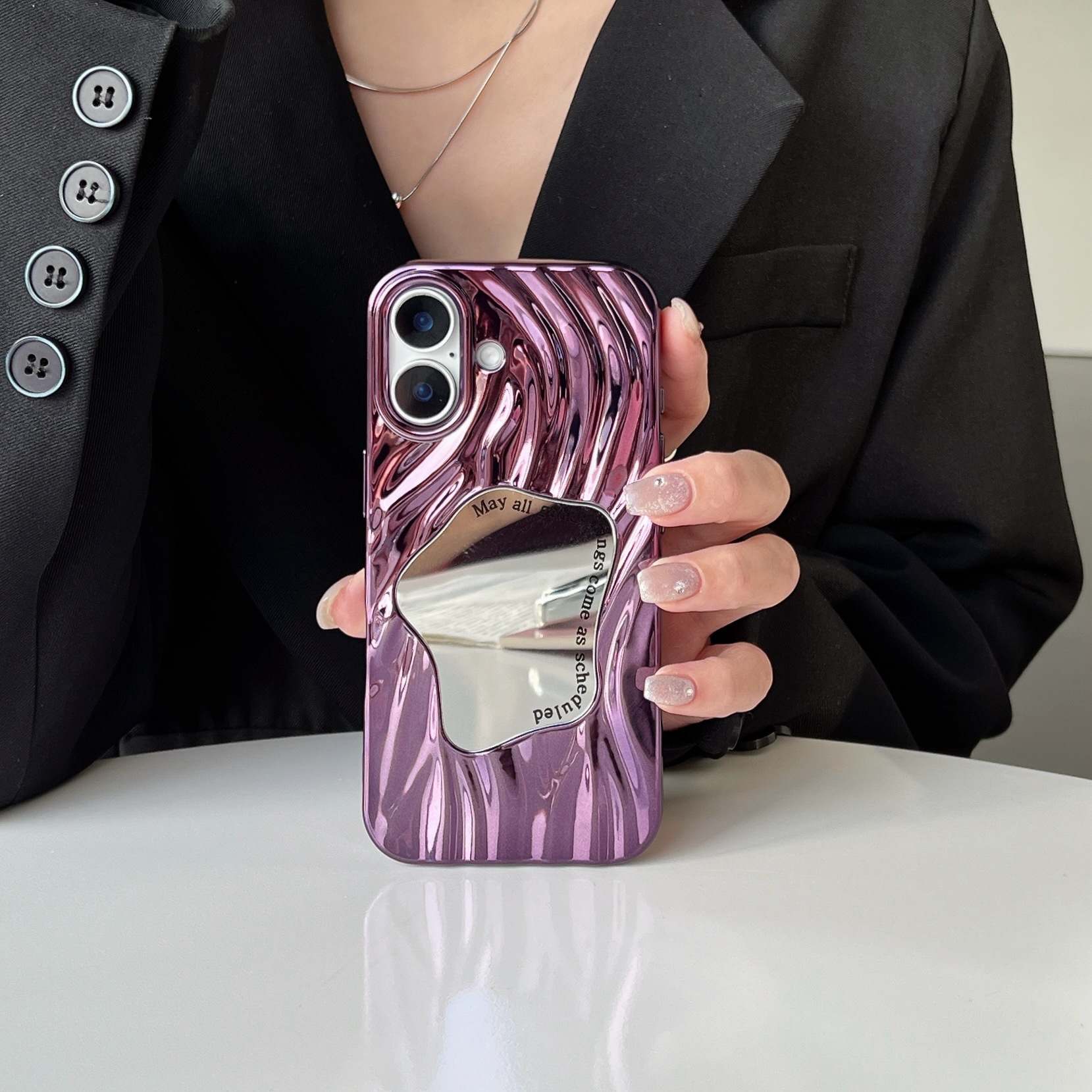 Electroplating Wave Pattern Mirror Phone Case Advanced Sense - Image 5