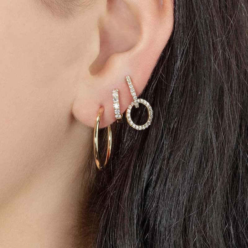 Openwork Circle Rhinestone Earrings Female Fashion Geometry Pattern