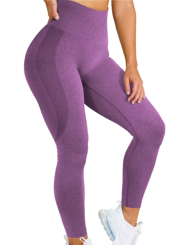Snowflake Jacquard Seamless Yoga Workout Ankle Length Pants Purple - Shop at LoveMi