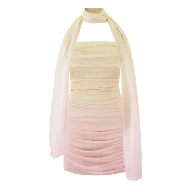 Backless Milk Silk Sleeveless Mesh Evening Dress - Shop at LoveMi