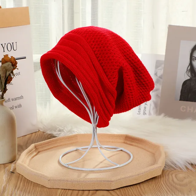 Japanese Style Long Sweet Hat Autumn And Winter Keep Warm Pure Color Texture Red - Shop at LoveMi
