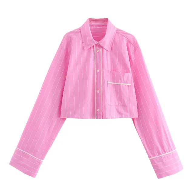 Women's Simple Striped Pajamas Style Shirt Pants Suit Striped Shirt - Shop at LoveMi