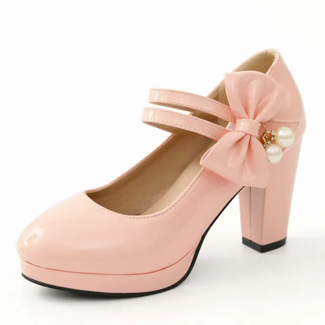 Thick Heel Super High Heel Round Toe Large Size Waterproof Platform Shoes Performance Model Cheongsam Catwalk Shoes Pink - Shop at LoveMi