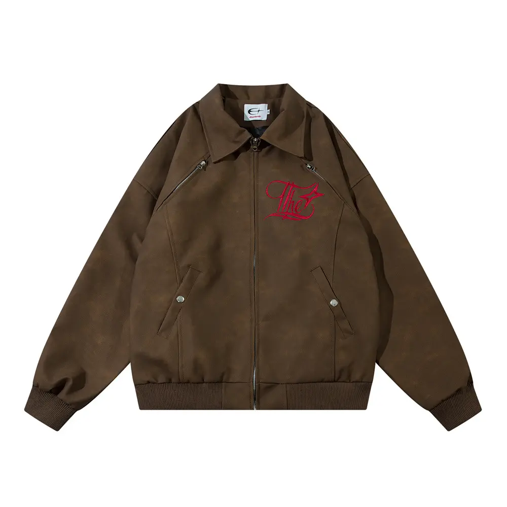 Art Gothic Letter Embroidery Loose Jacket Leather