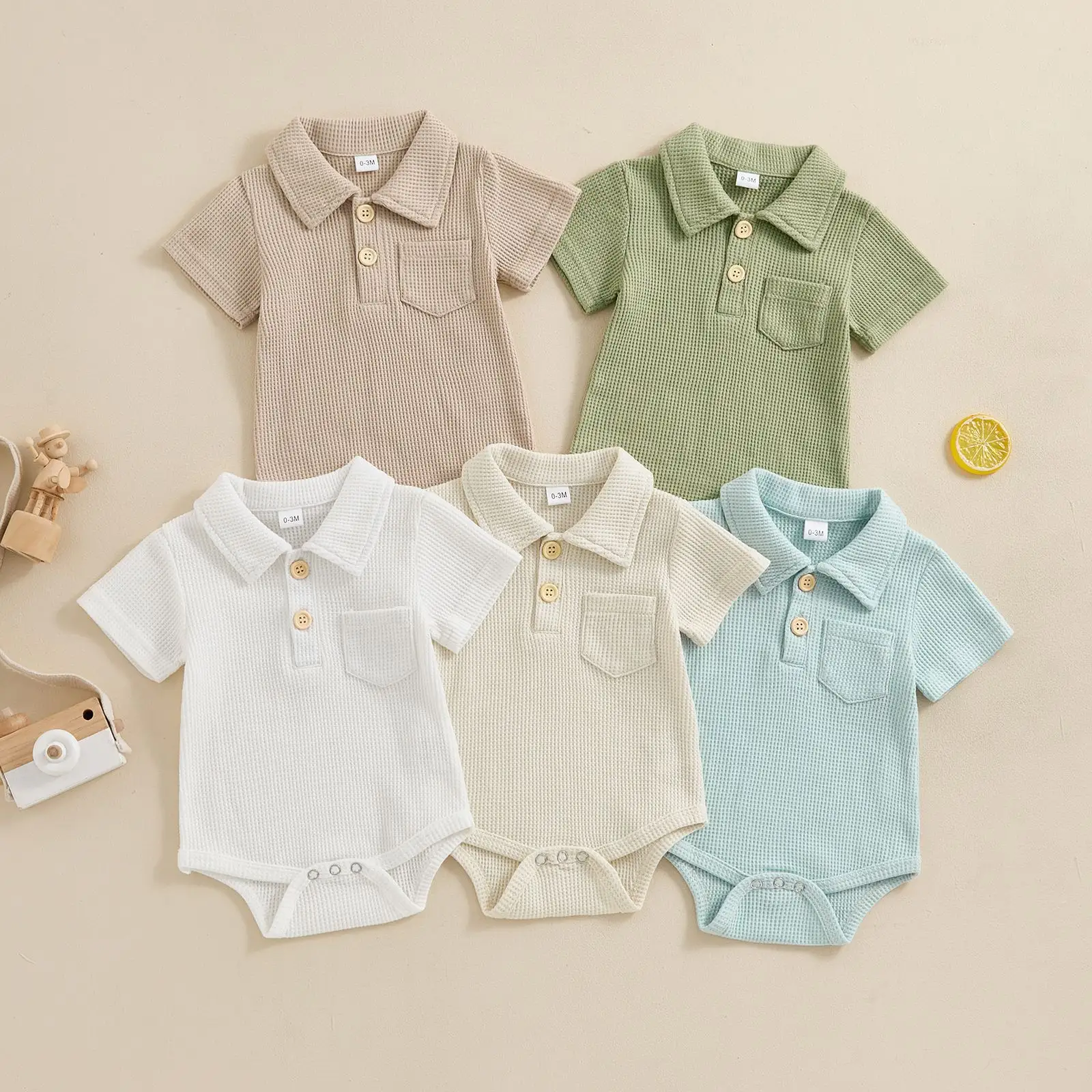 Baby Fashion Casual Solid Color Waffle Jumpsuit