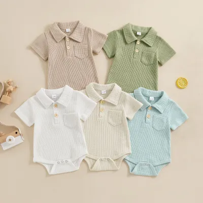 Baby Fashion Casual Solid Color Waffle Jumpsuit