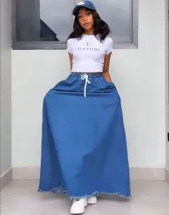 Womens Denim Skirts From Europe And The US - Blue - View 1