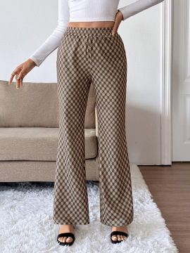 Fashion Commuter Plaid Slightly High Slimming Trousers Women