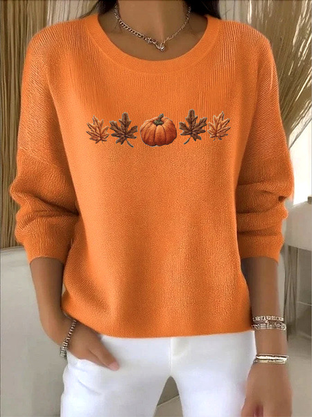 Womens Fashion 3D Digital-Print Crew-Neck Long-Sleeve Top