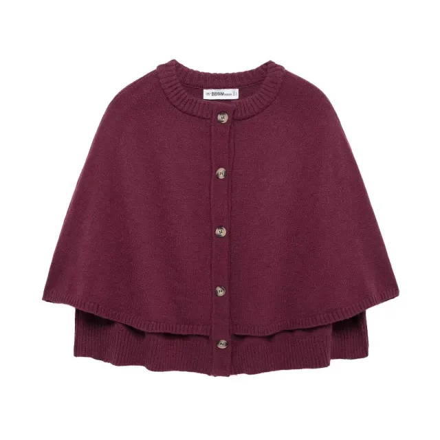 Round Neck Loose Slimming Solid Color Knitted Shawl Red - Shop at LoveMi