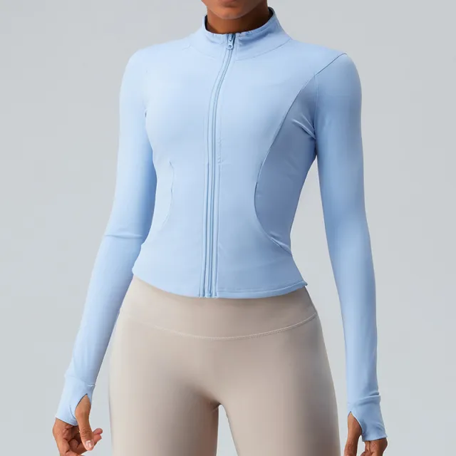 Women's Slim Fit Slimming Long Sleeves Workout Clothes Top Quick drying Sports Jacket Blue - Shop at LoveMi