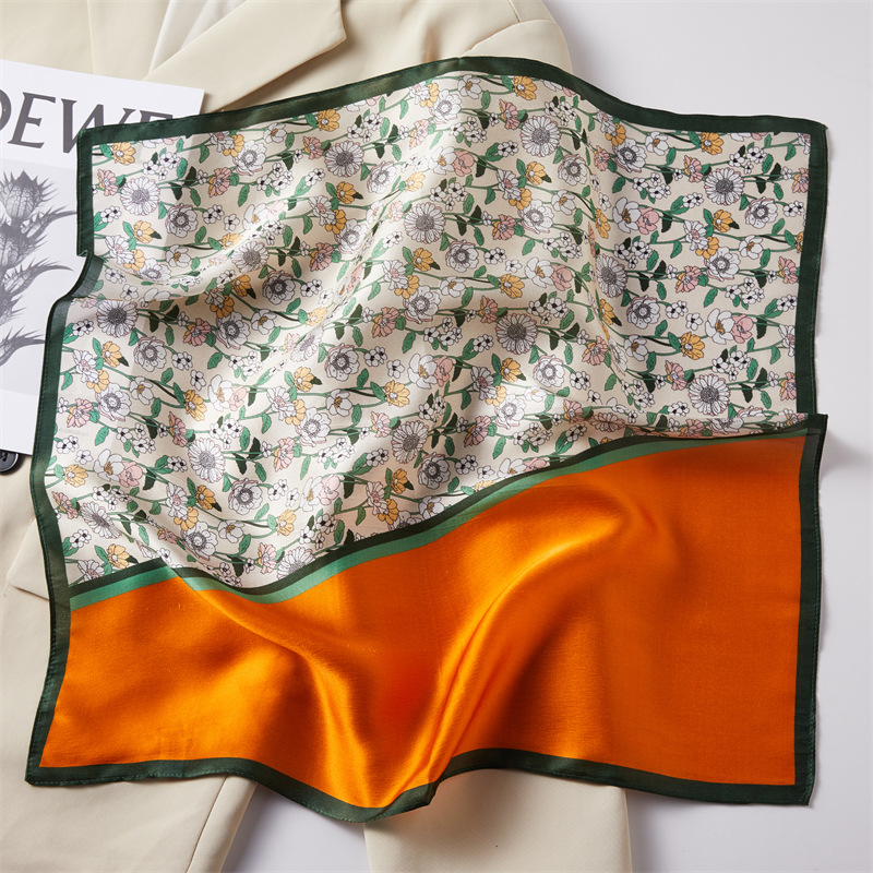 Black Four-Panel Silk Authentic Silk Scarf