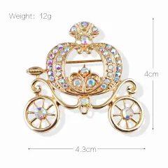 Lanhao Grey Guniang Pumpkin Car Brooch Fairy Tale Style Colourful Rhinestone - Xz4066 Pumpkin Car Brooch - View 1