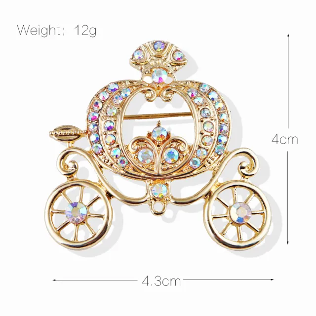 Lanhao Gray Guniang Pumpkin Car Brooch Fairy Tale Style Colorful Rhinestone Xz4066 Pumpkin Car Brooch - Shop at LoveMi