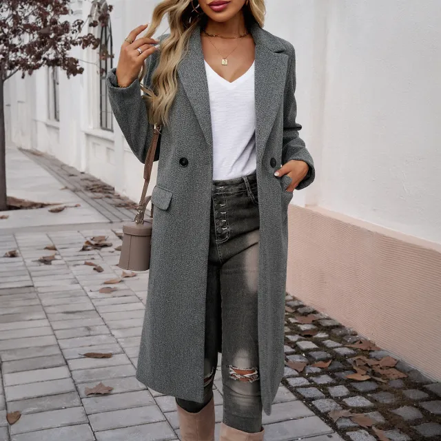 Lady Temperament Commuting Turn down Collar Coat Dark Gray - Shop at LoveMi