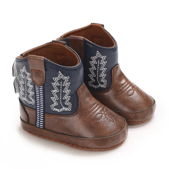 Children's Fashion Pu Printing Cozy Sole Boots Blue - Shop at LoveMi