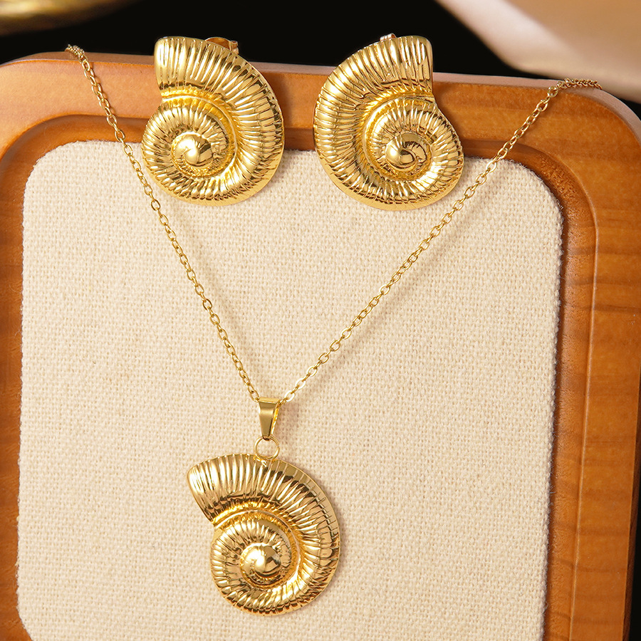 Stainless Steel Heart Bow Flower Necklace And Earrings Set