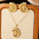 Stainless Steel Heart Bow Flower Necklace And Earrings Set view 31