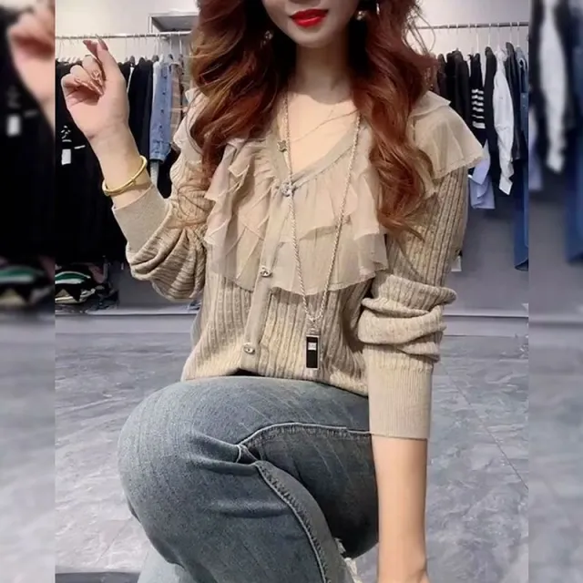 Korean Version Fashion Special interest Design Blouse Khaki - Shop at LoveMi